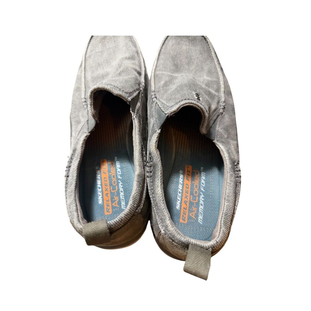 Skechers Elected Drigo Men's Relaxed Fit Charcoal Gray Canvas Loafers Size 10 - Picture 5 of 7